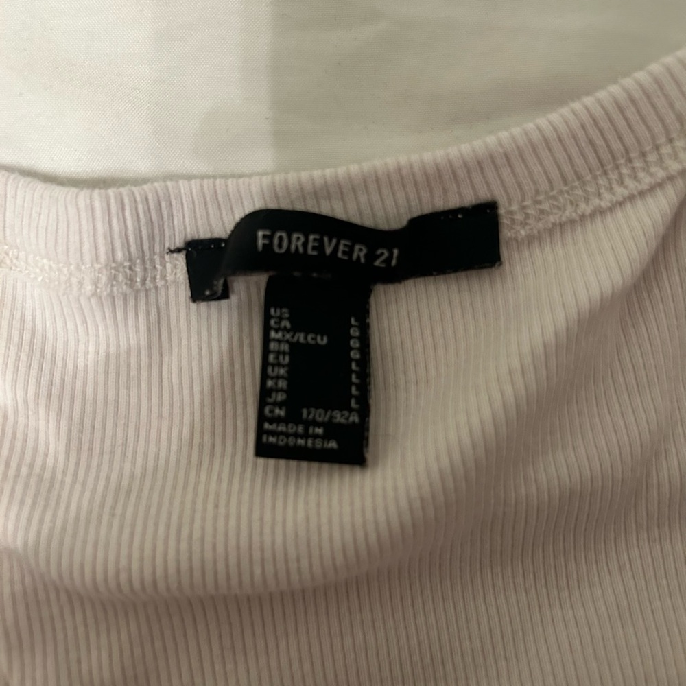 Forever 21 Cream Ribbed Knit Top